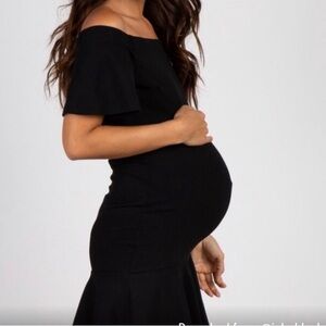 Black Off Shoulder Mermaid Maternity Dress